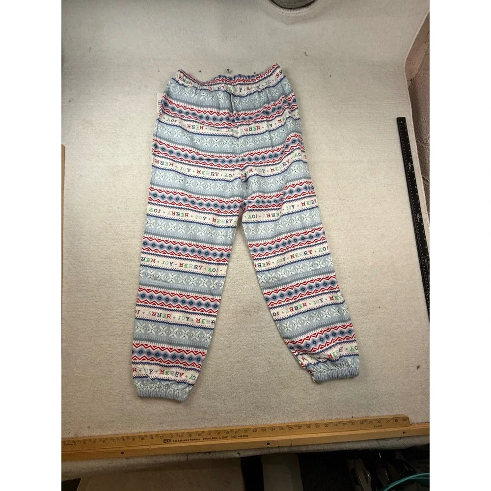 Old Navy Womens Medium Blue Fair Isle Cotton Holiday Pajama Jogger Pants NWT